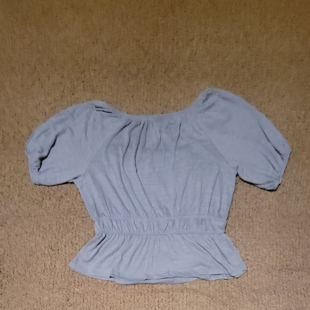 KNOX ROSE Top Blue Ruffled Size L - Picture 2 of 3